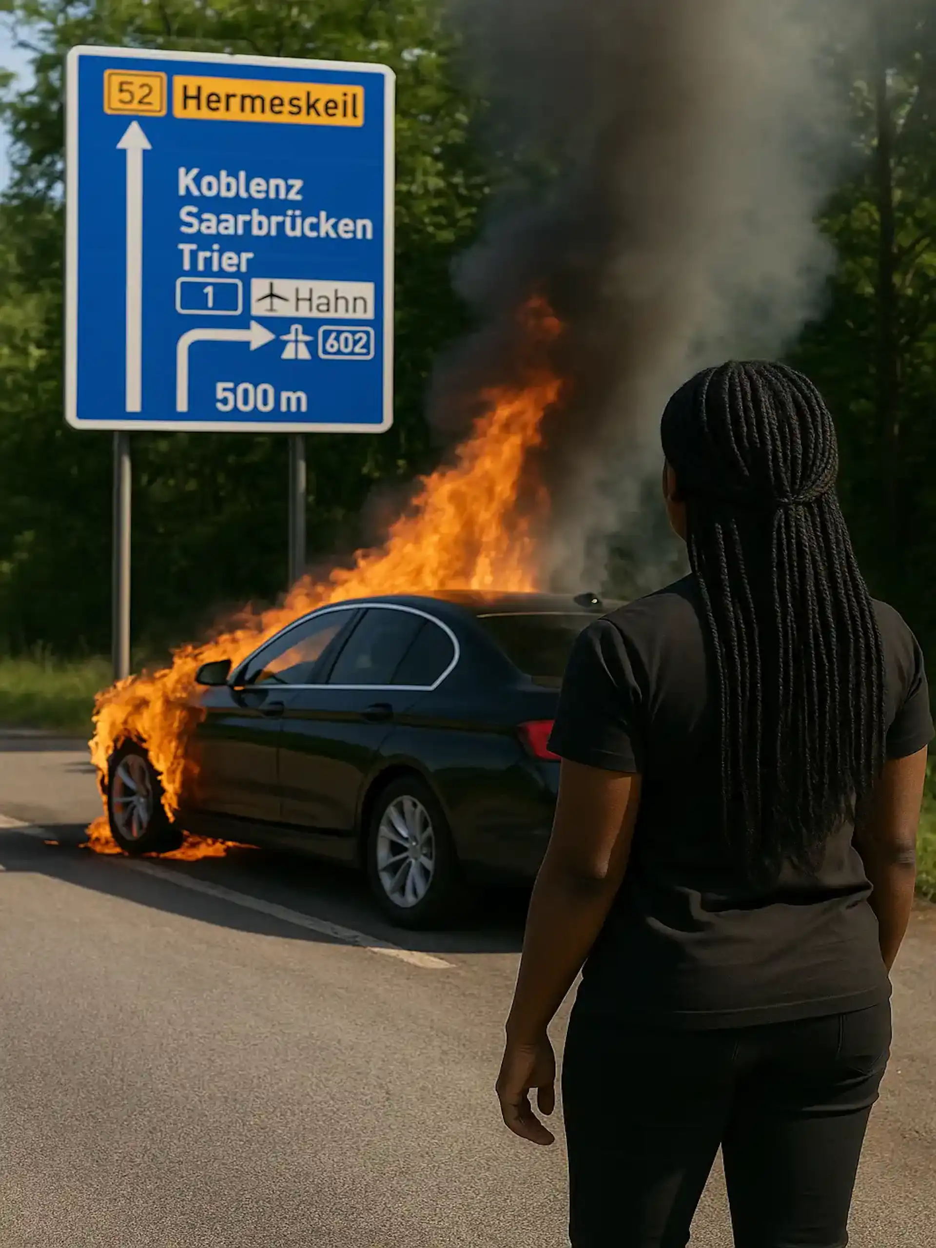 Autobahn fire, Germany, Saarbruchen drive