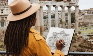 studying architecture in Roman, Forum