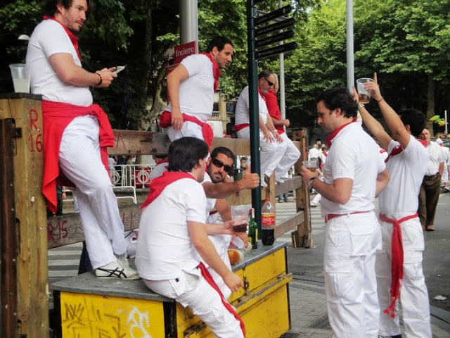 San Fermin or Running of the Bulls White with red Traditional Dress 
