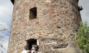 Stacey, Malik and Kamren, witches tower, Baumholder