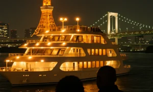 Tokyo Japan dinner cruise, night, couple