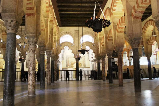 Inside Mezquita Cordoba Spain columns