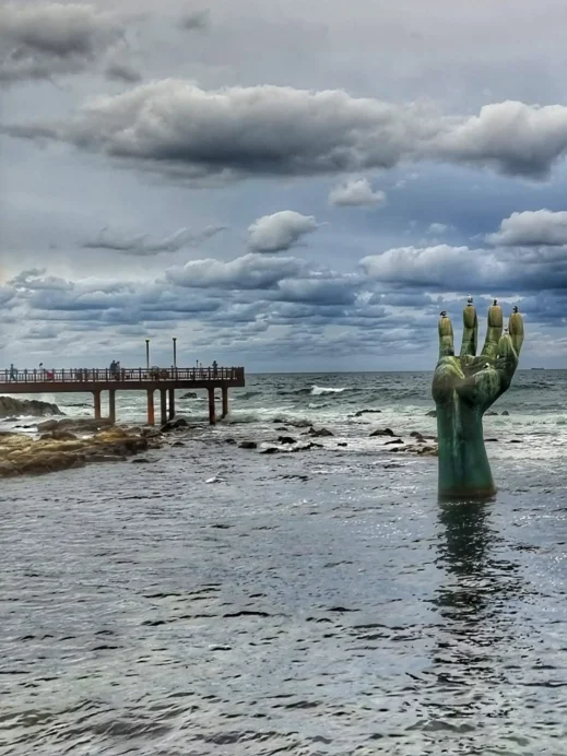 Hand of Harmy, morning cloud sky, pier, Pohang, South Korea