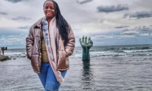 Stacey, on land, Hand of Harmony, Pohang