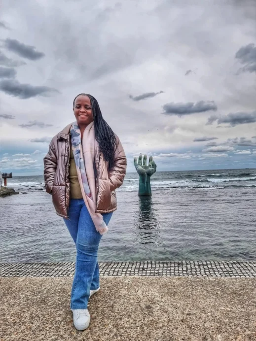 Stacey, on land, Hand of Harmony, Pohang