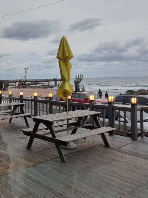 cafe deck, Hand of Harmony, lights, Pohang, South Korea