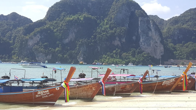 Beautiful water Enjoying Maya Bay long boats in Phuket Thailand