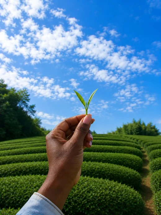 Boseong tea leaf in hand