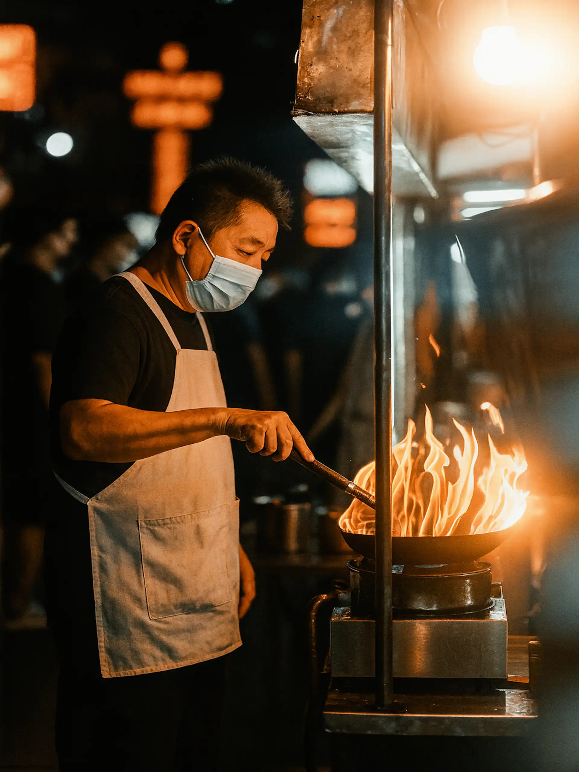 Thailand, street food, fire, wok