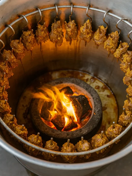 tandoori chicken, street food, Thailand, fire