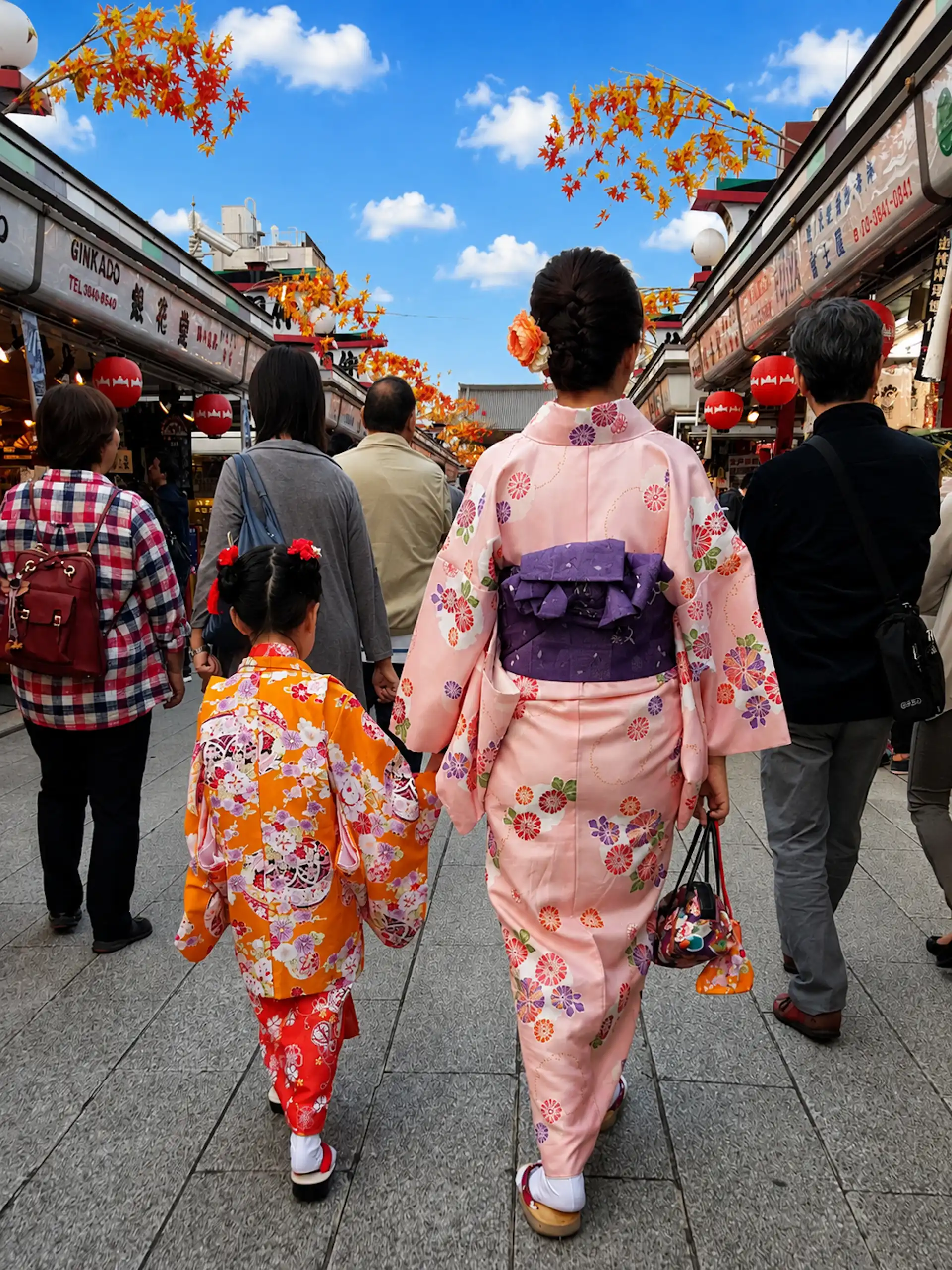 trad clothing, Kyoto, mom and daughter, Japan