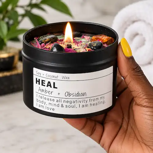 Healing Amber Obsidian Candle Ritual