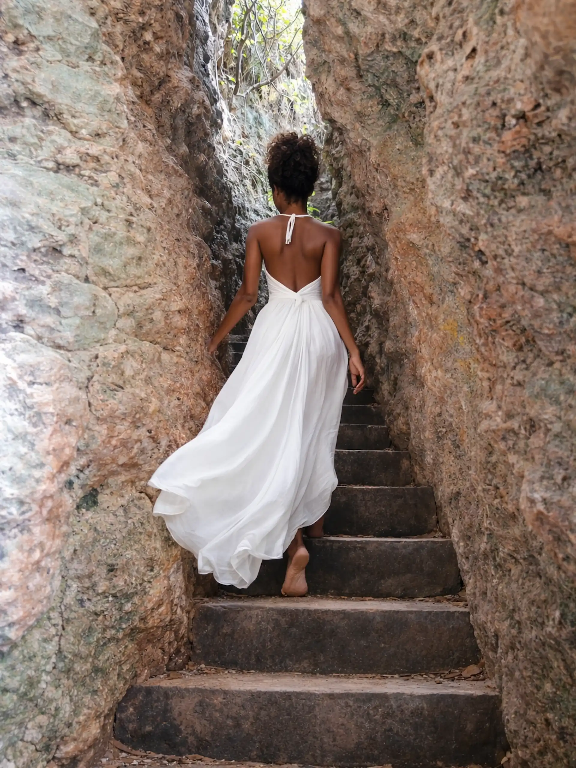 Badang Beach white flowing dress