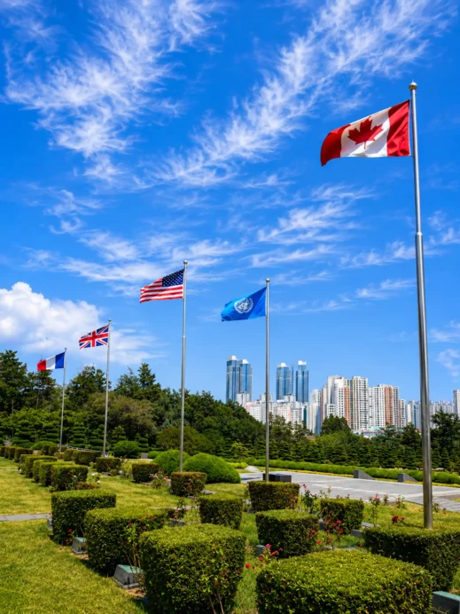 UNITED NATIONS MEMORIAL CEMETERY IN KOREA flags
