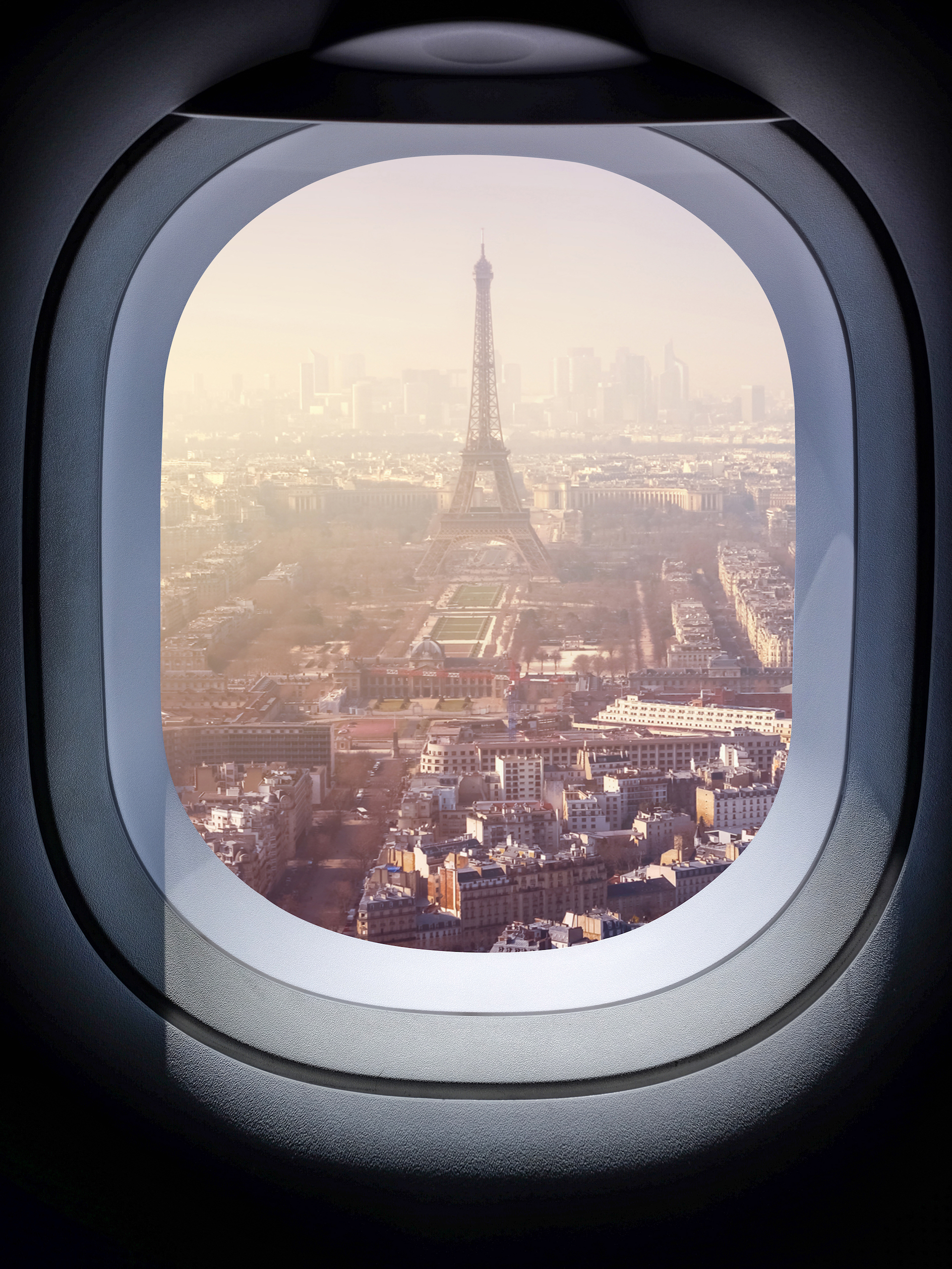 Beautiful,Paris,Cityscape,From,Aircraft,Window