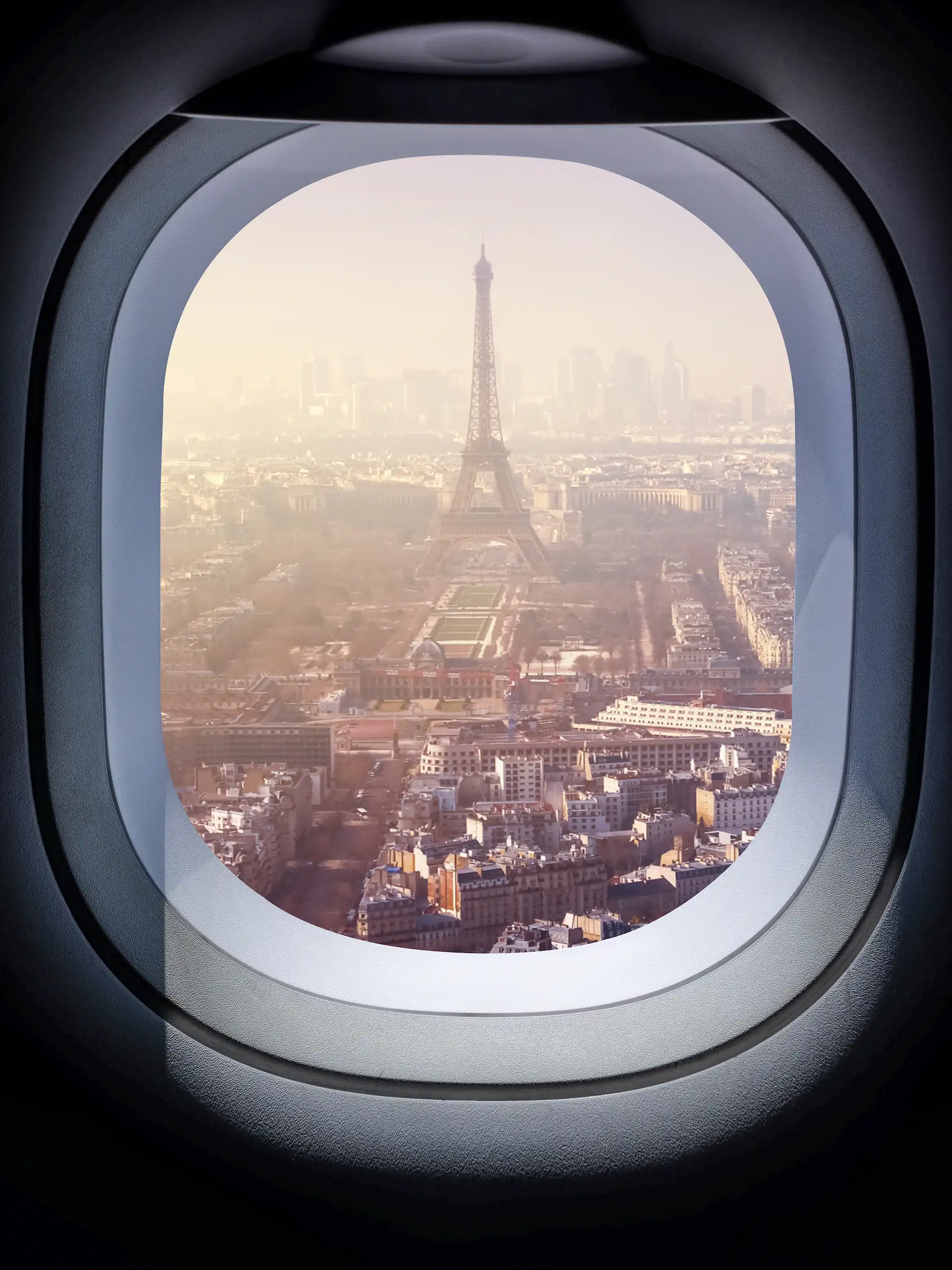 Beautiful,Paris,Cityscape,From,Aircraft,Window