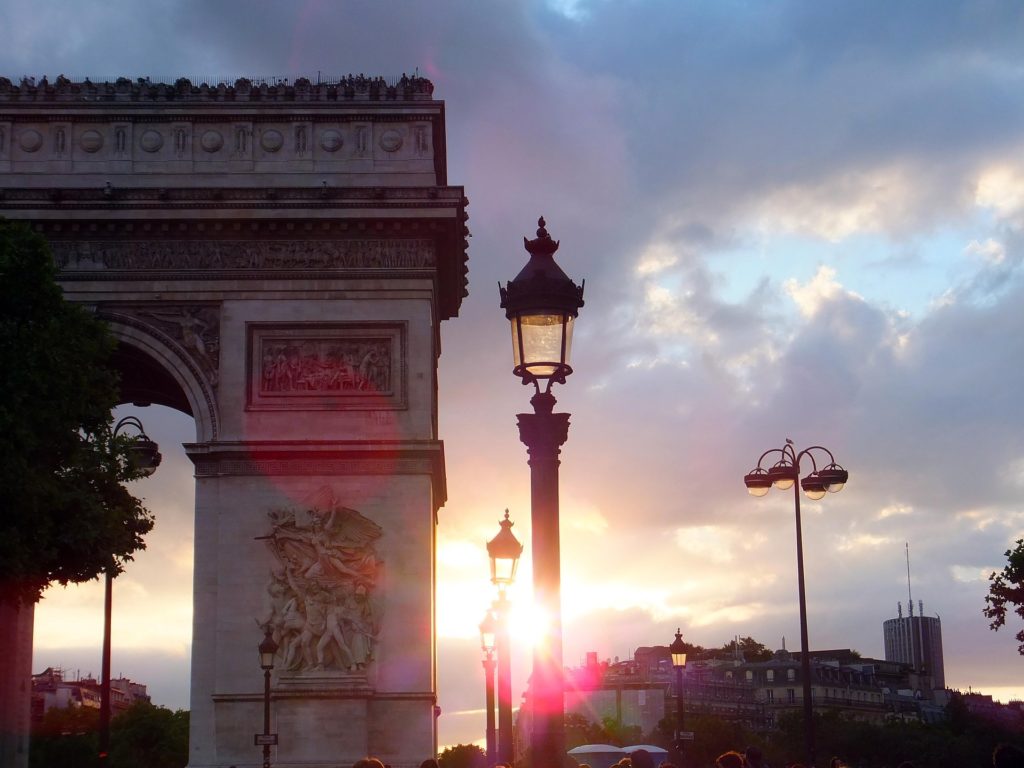 Paris Arch de Triomphe at Sunset