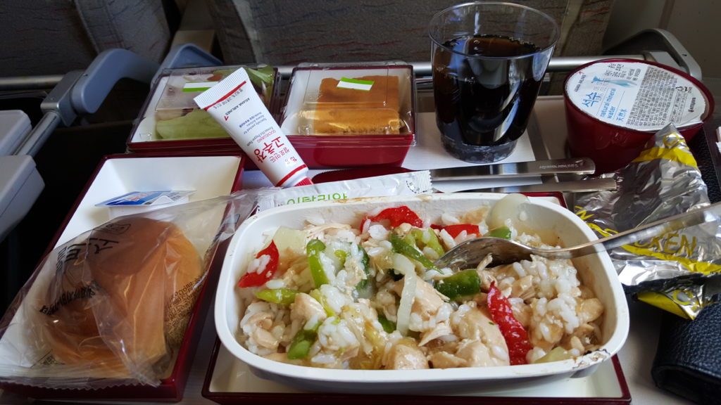 Airline food on a China Southern flight from Busan Korea to Goungzhou China