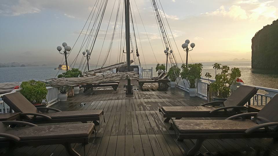 The Signature Cruises Senior Suite Halong Bay Senior Suite upper deck chairs sunrise