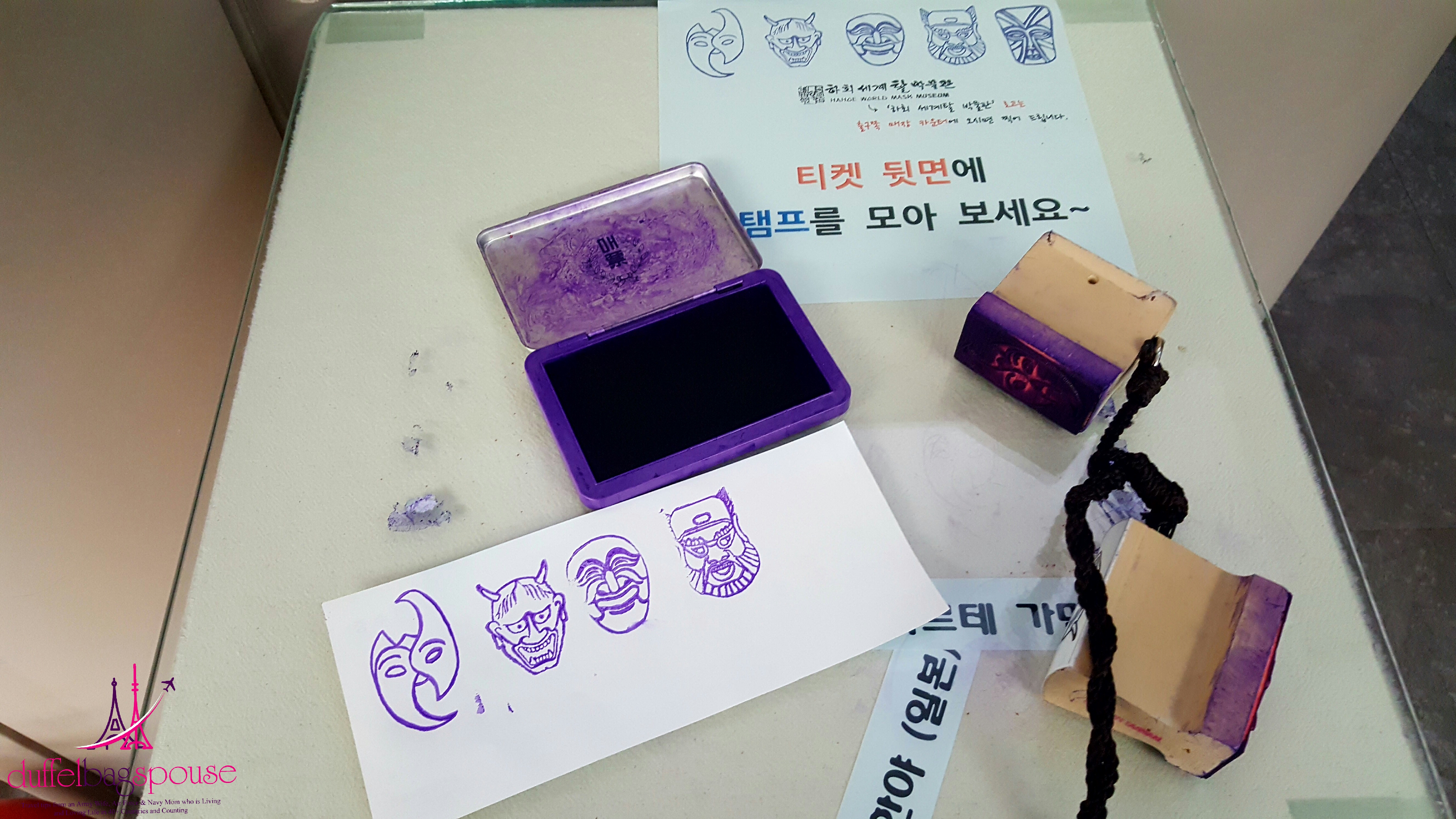 Hahoe Mask Museum Stamp Pad in the Hahoe Mask Museum in Andong South Korea