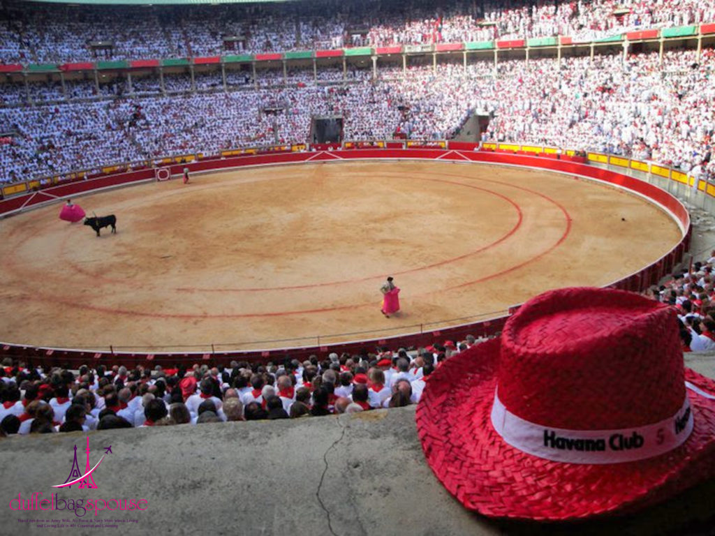 Pamplona red hat bullring