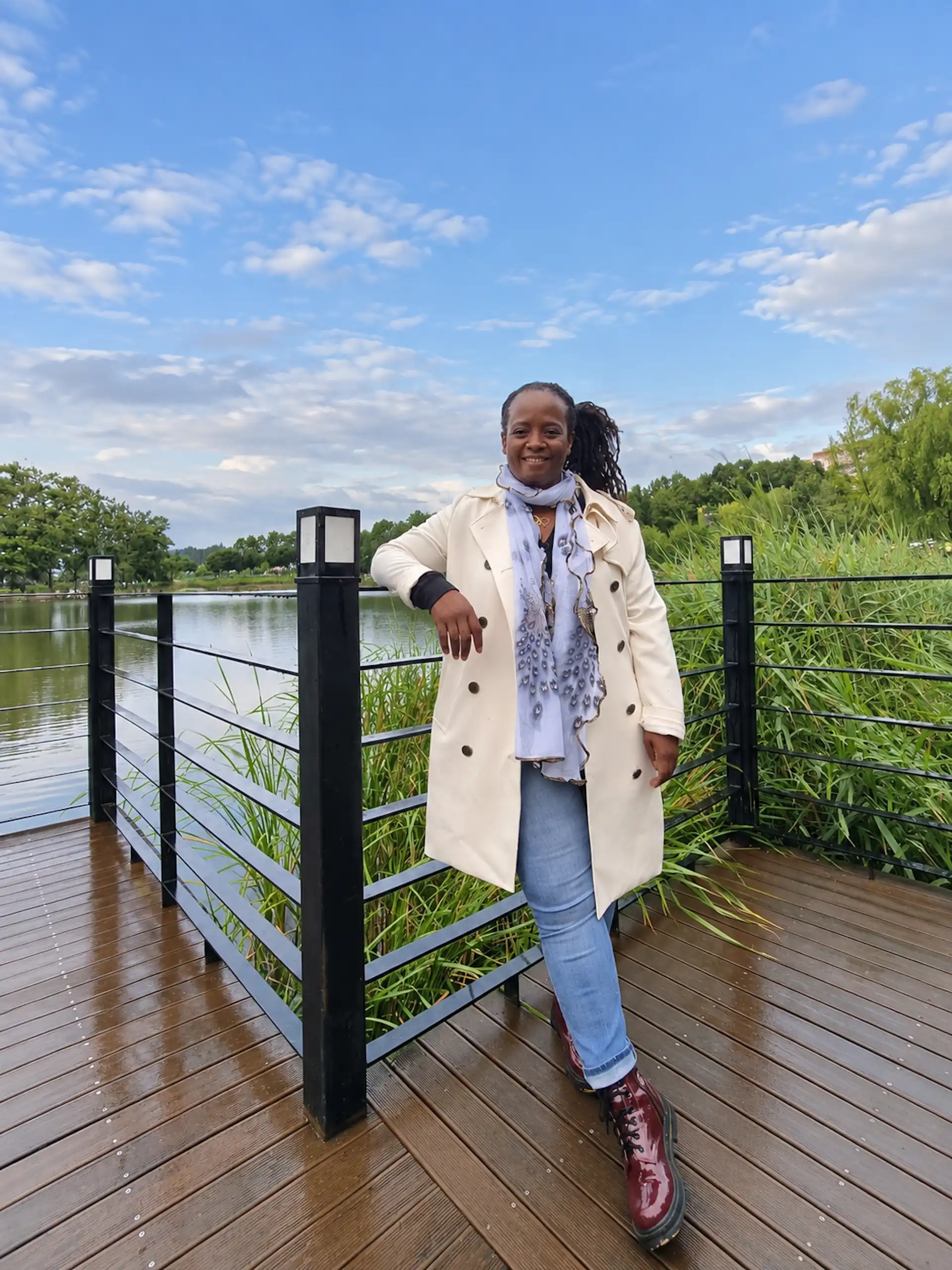 Stacey, after rain, Suseong Lake, Boardwalk, Daegu, South Korea