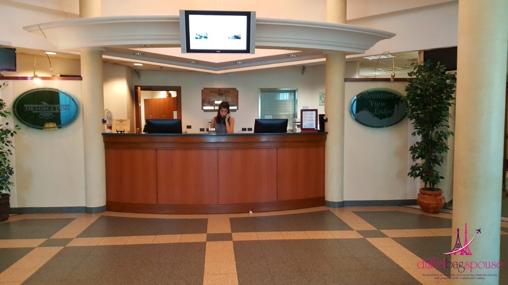 front lobby desk Mountain Lodge on Aviano AFB Veneto Italy