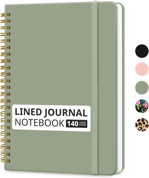 Amazon, Lined Spiral Journal Notebook for Women & Men, 140 Pages, College Ruled Hardcover Notebook for Work & Note Taking, Journals for Writing