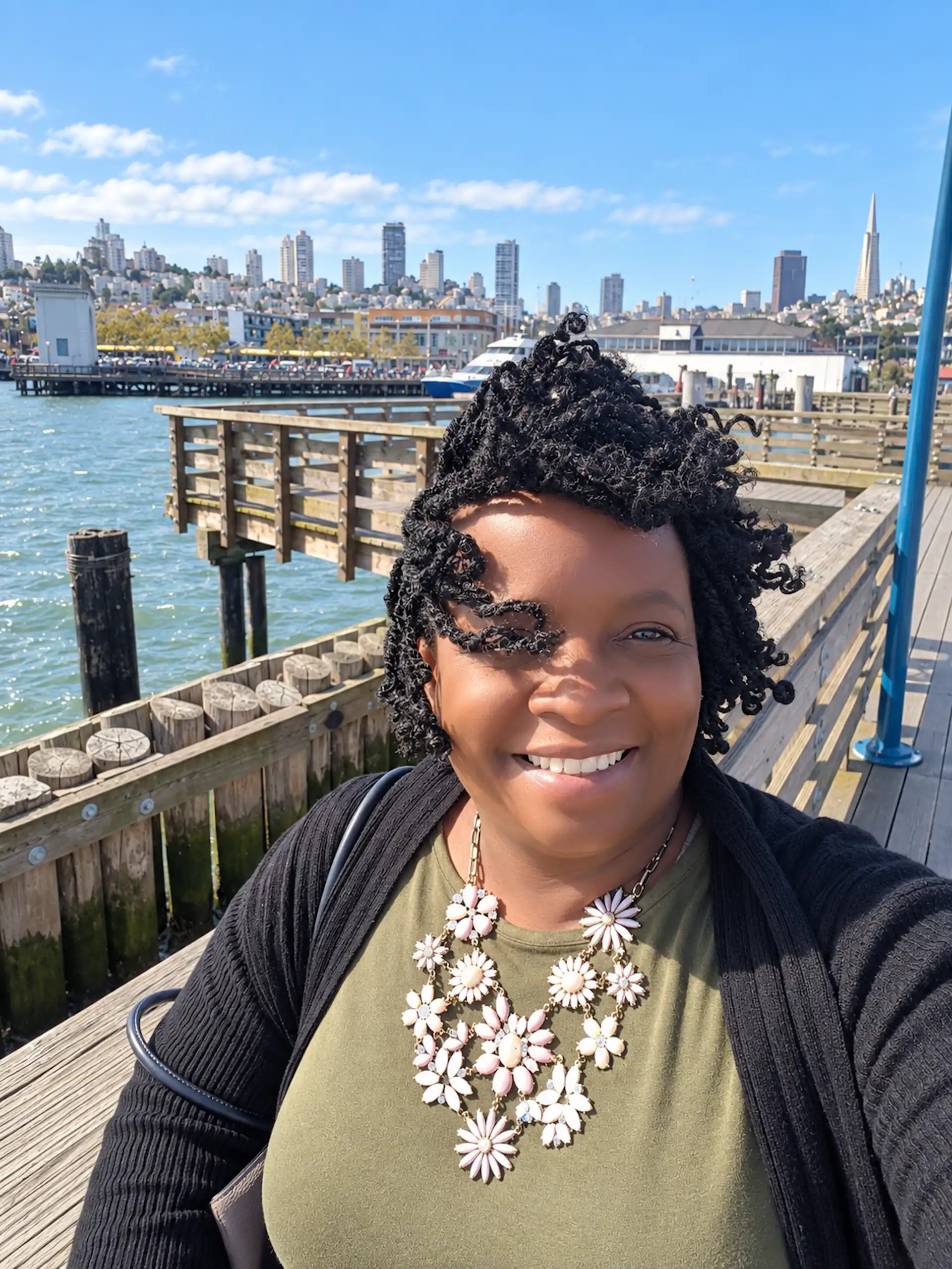 Stacey on the San Francisco waterfront