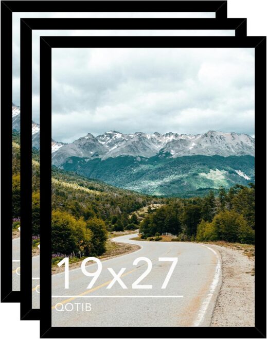 Wood 19x27 Picture Frame Black for Wall Hanging, 19 x 27 Frame Poster Photo Frame for Wall Horizontally or Vertically, Black, 3 Pack