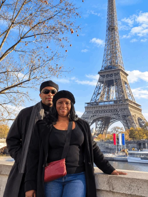 Steven, Stacey, canal, Eiffel Tower