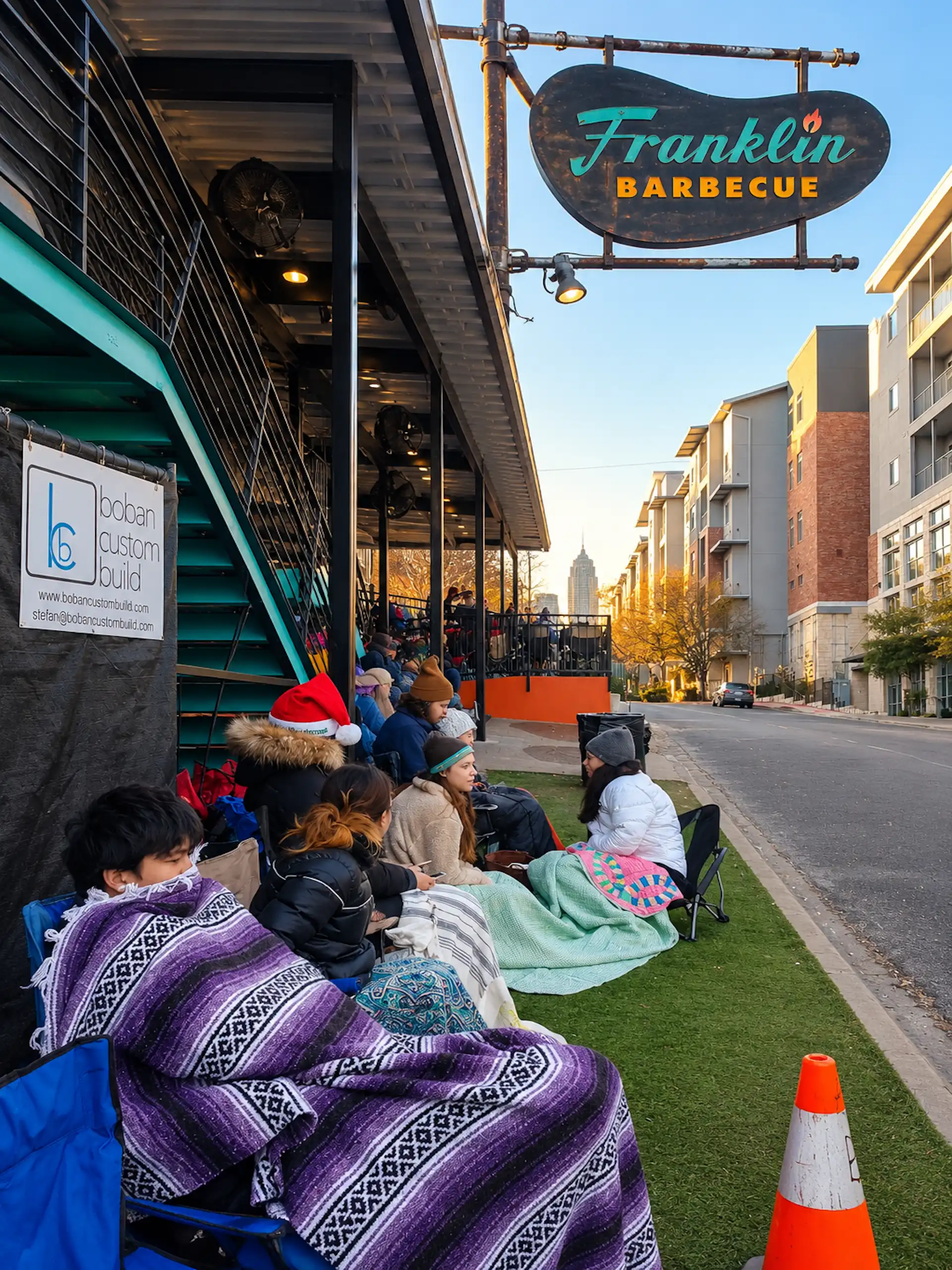 Early morning Queue at Franklin Barbecue, Austin, Tx
