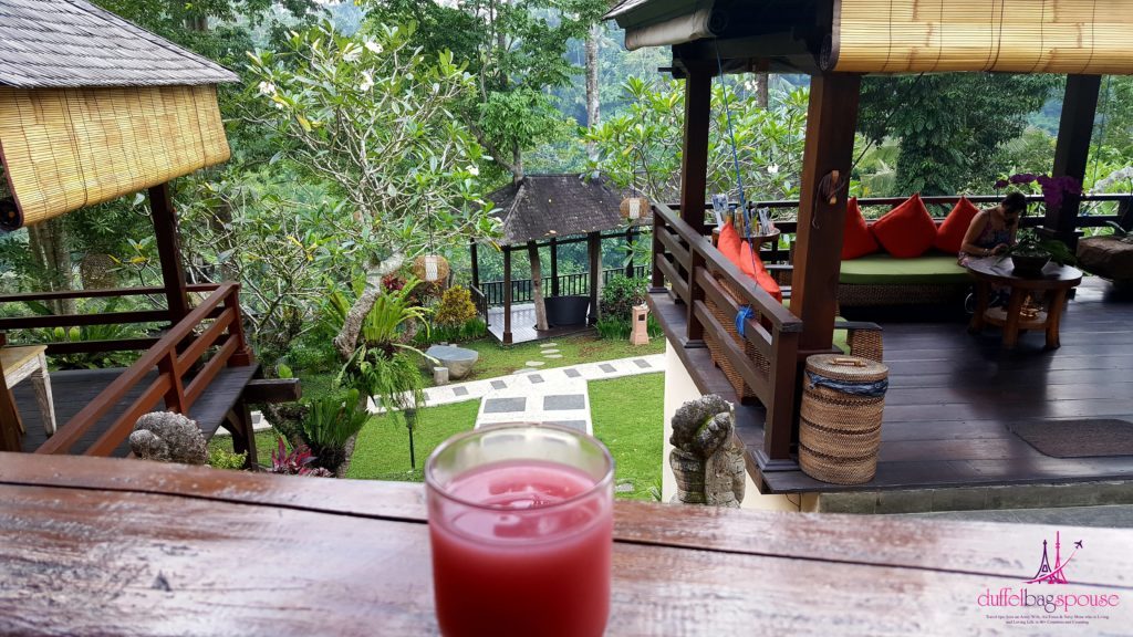 Beji Ubud balcony with drink