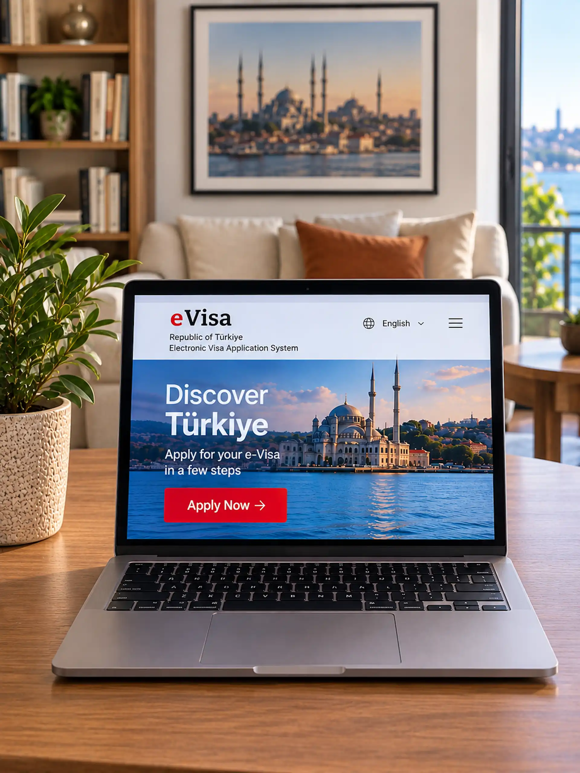 Türkiye eVisa Workspace by the Window