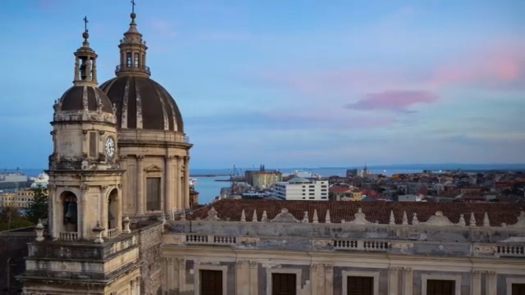 pink and blue sky over catania