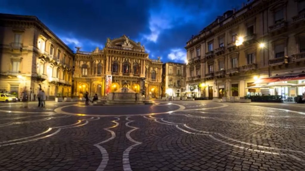central plaza in Catania night