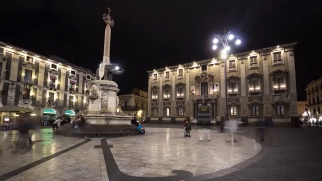 elephant statue in catania at night