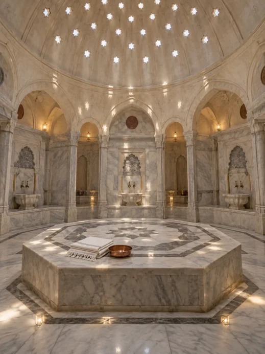Istanbul, Cağaloğlu Hamamı Starry Domed Marble Chamber