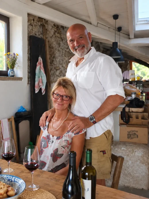 Ciro and Stephanie at their Etna winery, Palmento Biondi