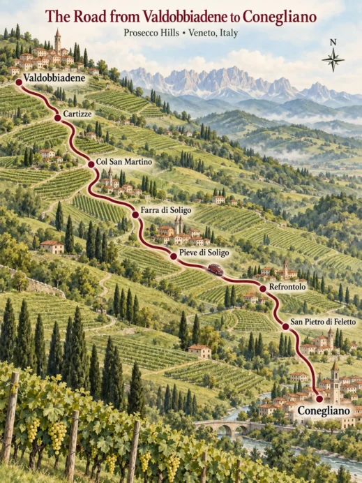 The Road from Valdobbiadene to Conegliano