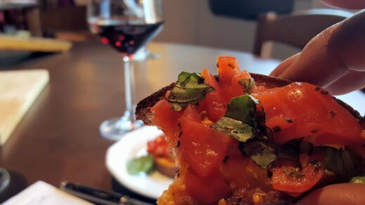 bruschetta at a wine vineyard in Italy