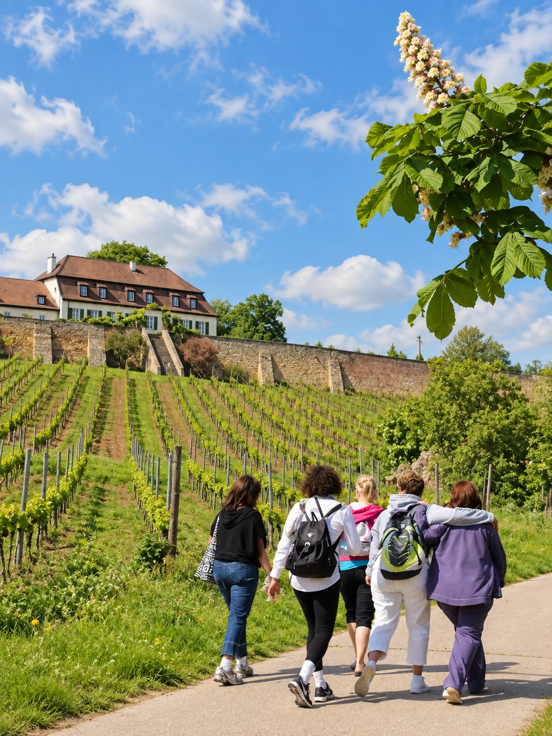 wine walk, Germany, friends, vinyards