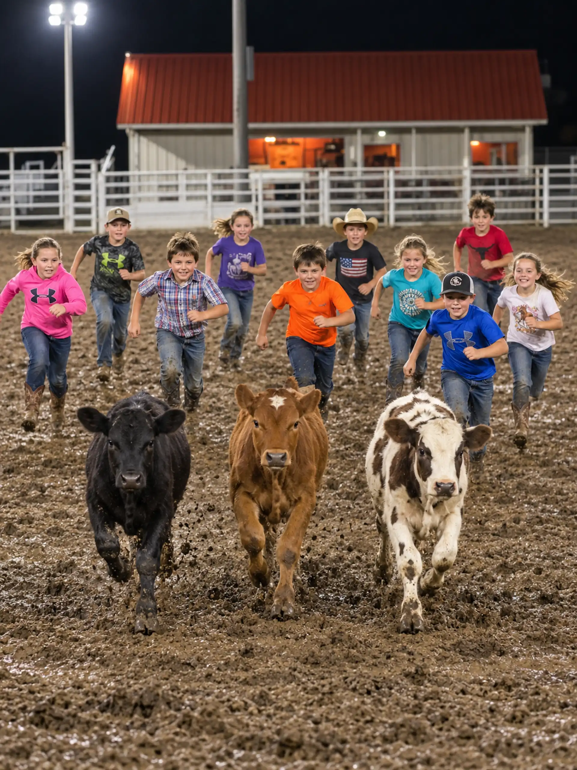 Flint Hills Rodeo Nighttime calf scramble