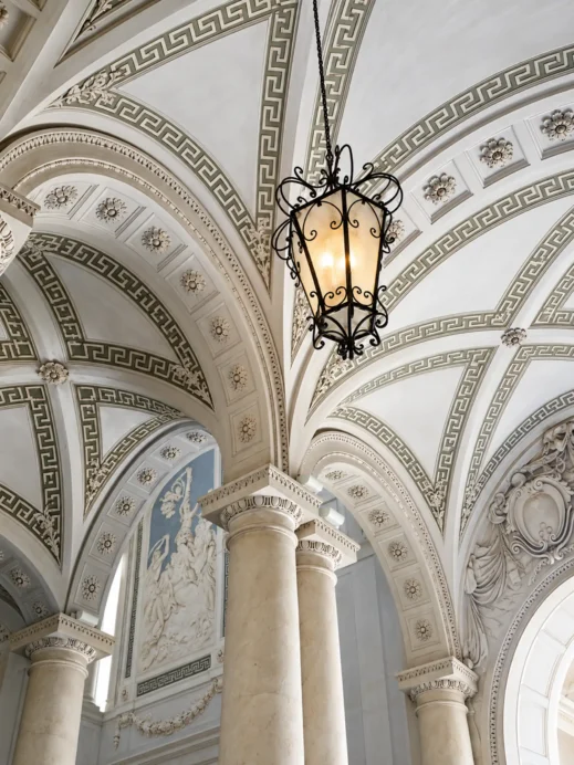 Lantern Beneath Vaulted Ceiling