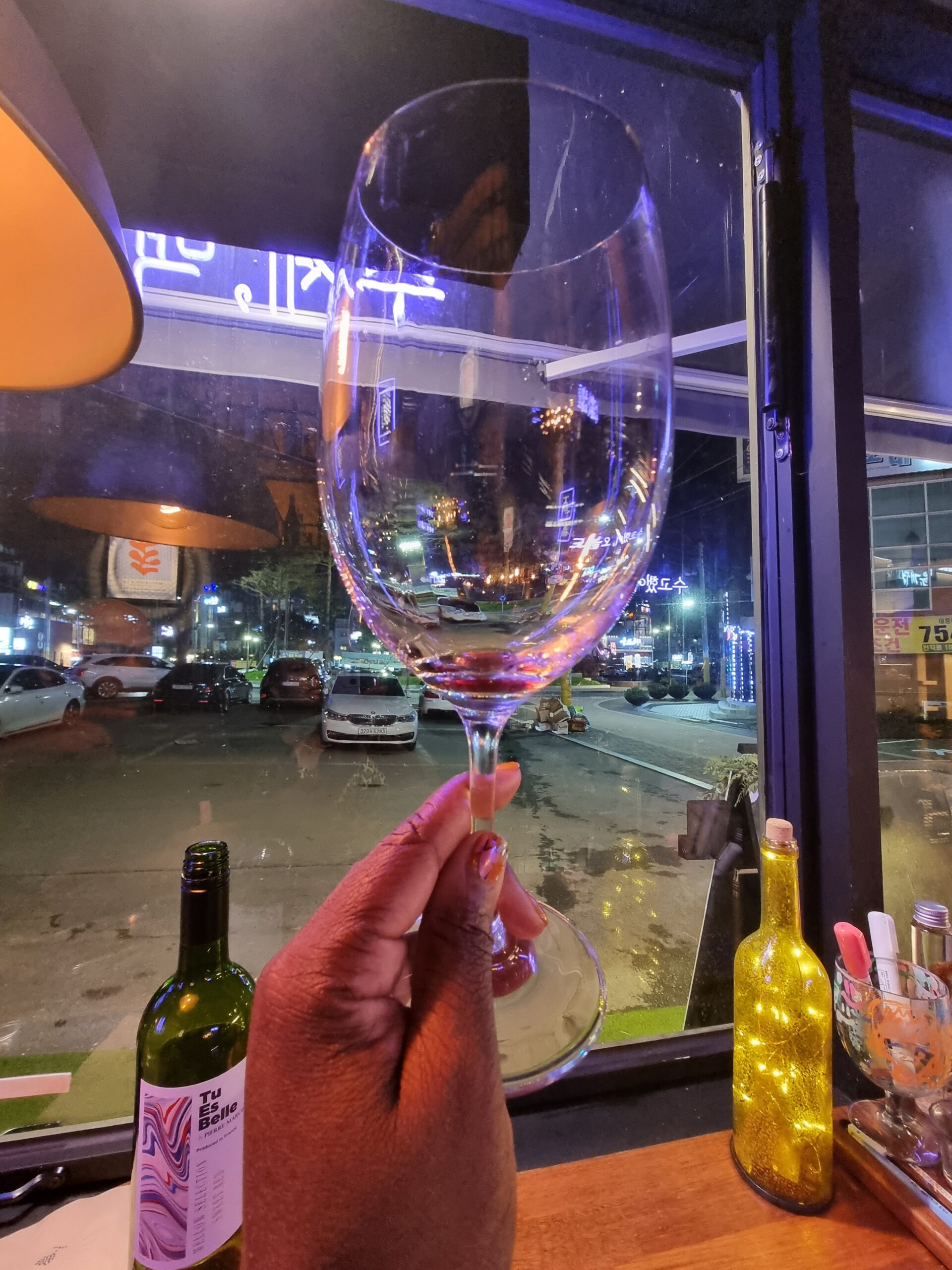 Wine glass at dinner