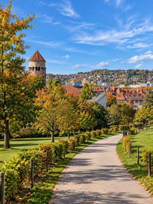 Stuttgart, tree lines walking park trail