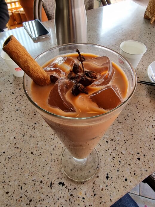 Cafe Drinks- iced caramel coffee- coffee and tea drinks in Korea