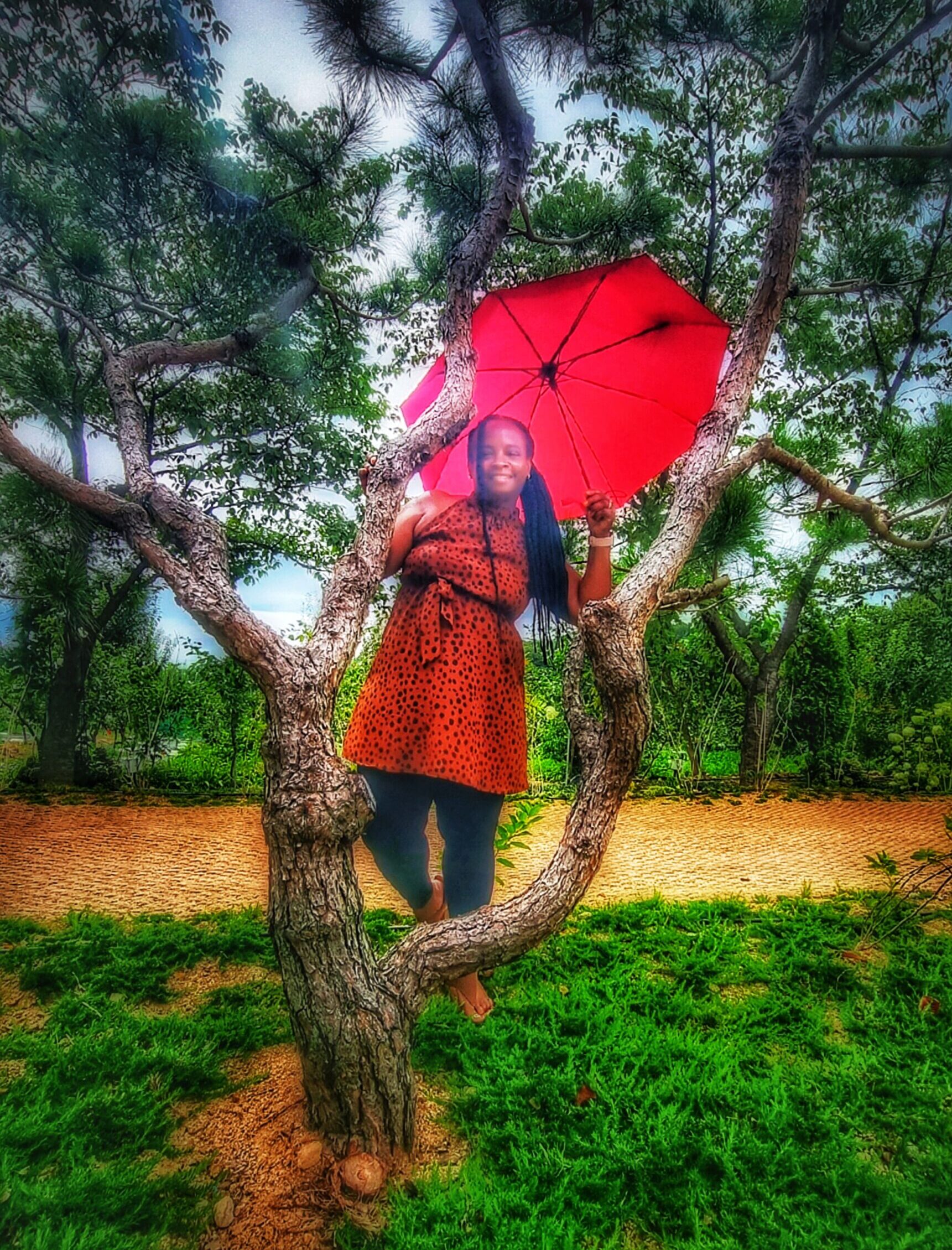 Red umbrella on a Rainy Day in Daegu: Breakfast to Dinner