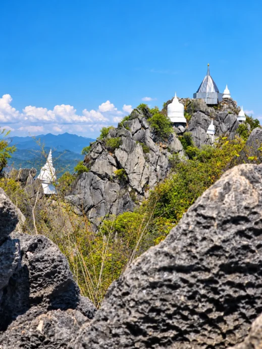 Wat Chalermprakiat, Karst Ridge Under Blue Skies