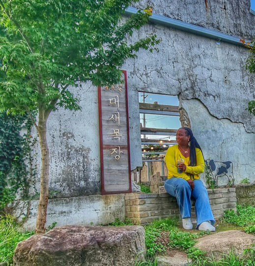 Sitting at Daesae Ranch Cafe